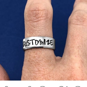 Rings For Women, Custom Ring, Personalized Ring, Custom Word Ring, Baby Name, Mom Gift, Bridesmaid Gift, Graduation Gift, Coordinates Ring