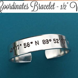 Coordinates Bracelet Hand Stamped Bracelet 1/2 Wide Personalized Gift Personalized Jewelry Favorite Place GPS Coordinates Latitude Longitude