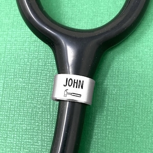 Stethoscope Name Tag, Custom Stethoscope Tag, Stethoscope Charm, Stethoscope Ring, Nurse Gift, Man Nurse Gift, Medical Student Gift, Hammer