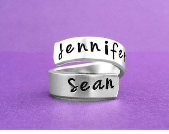 Personalized Name Ring, Hand Stamped Ring, Mom Gift, Girlfriend Gift, Wife Gift, Mothers Day Gift, Grandma Gift From Grandchildren, Birthday