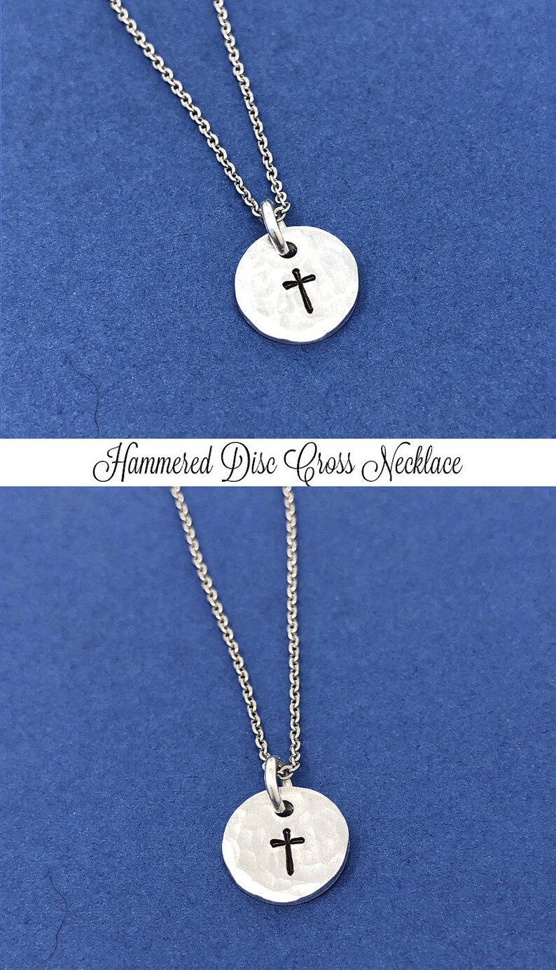 Cross Hand Stamped Necklace Cross Necklace Hammered Necklace Etsy