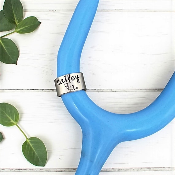 Stethoscope ID Tag, Custom Stethoscope Tag, Stethoscope Charm, White Coat Ceremony, Nurse Gift, Heart Doctor Gift, Med School Gift, Name Tag