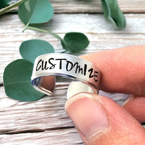 Custom Ring Hand Stamped Ring Cuff Ring Personalized Gift Custom Gift Bridesmaid Gift Birthday Gift For Her Christmas Gift Stocking Stuffer
