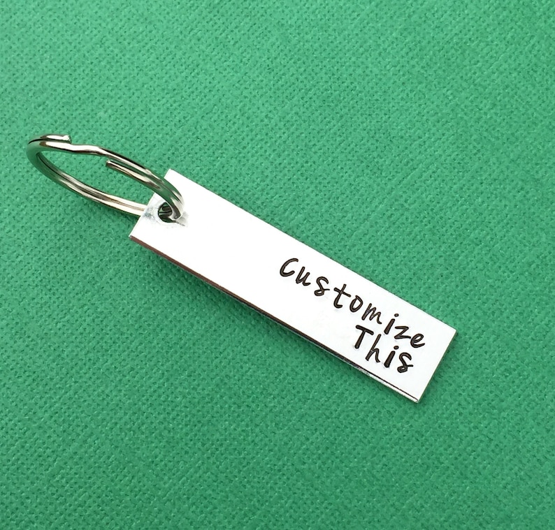 Custom Hand Stamped Keychain Personalized Aluminum Gift Group Friends Wedding Party Favors Organizations Teams Memorial image 1