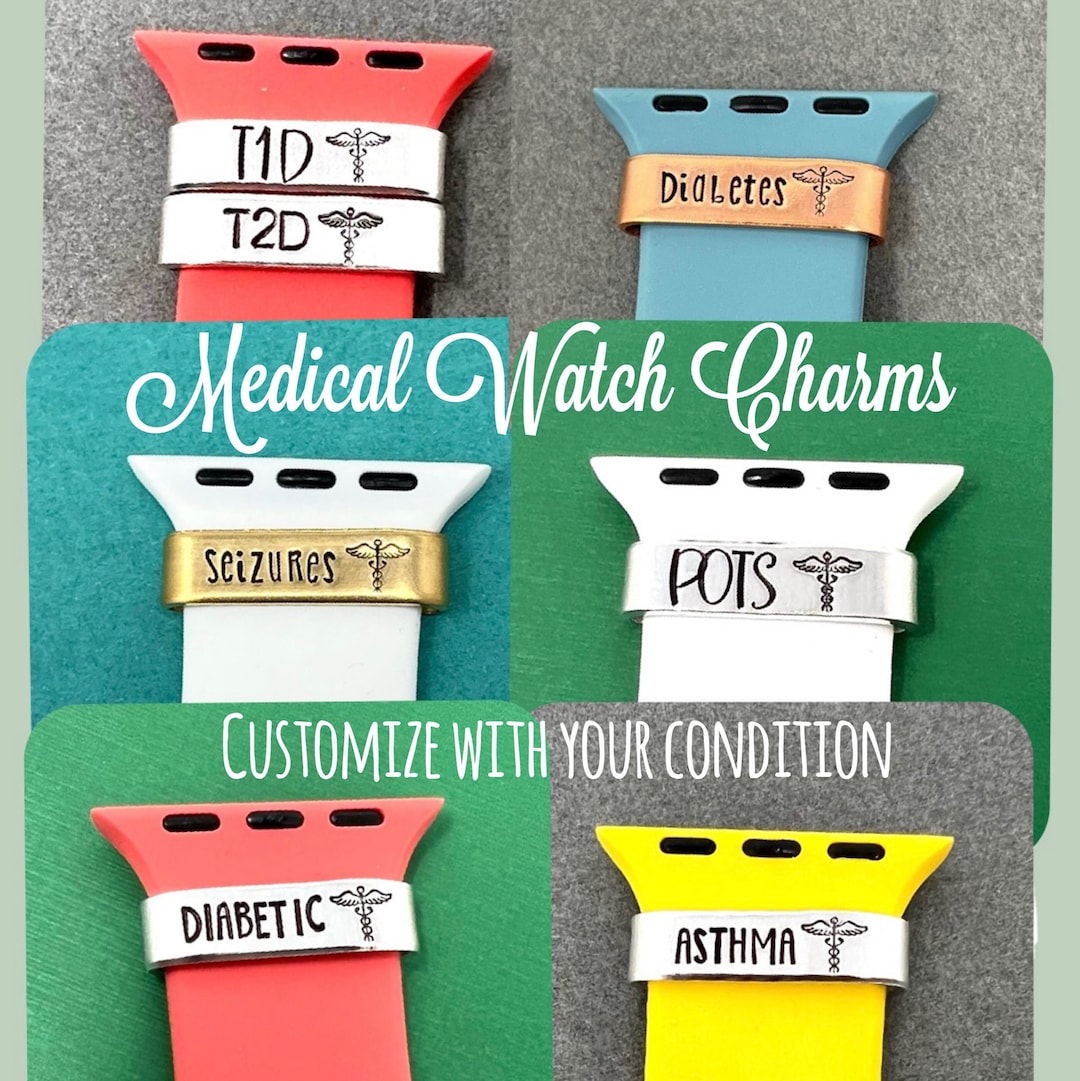 Personalized Watch Charms, Medical Alert Watch Band Charm, Medical ID