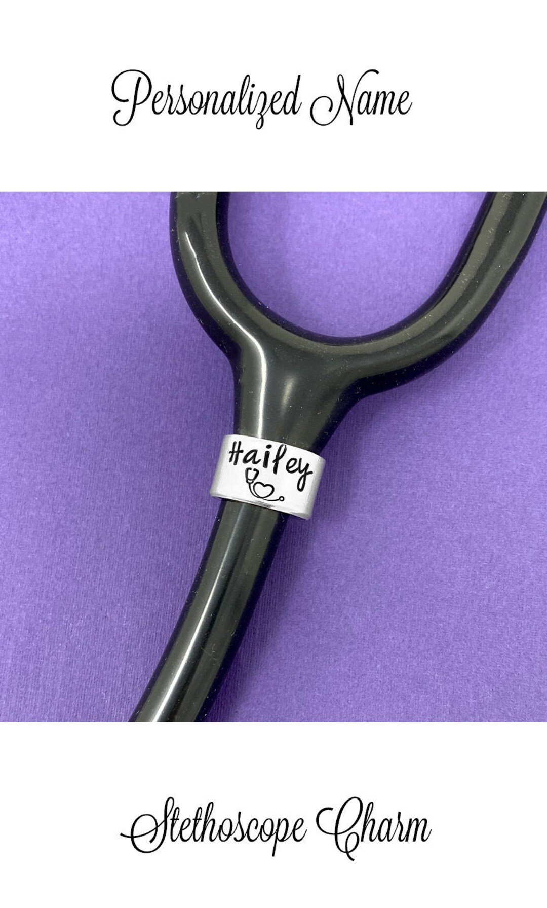 Stethoscope ID Tag, Custom Stethoscope Tag, Stethoscope Charm, White