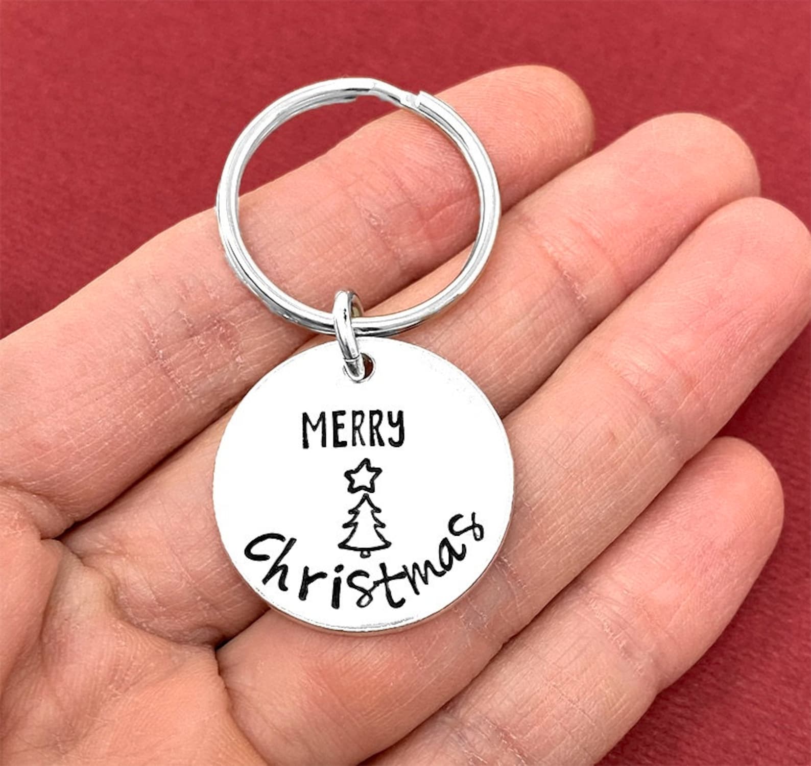 Merry Christmas Gift Merry Christmas Keychain Gift Tag Etsy