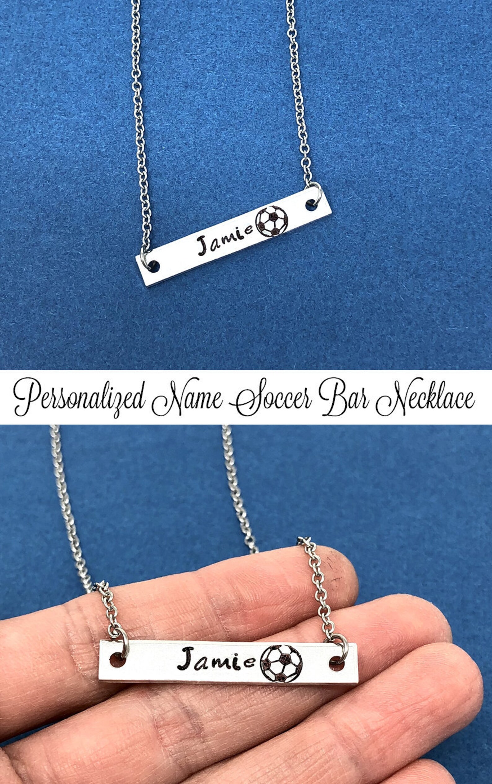 Sports Necklace Personalized Bar Necklace Stamped Necklace Etsy