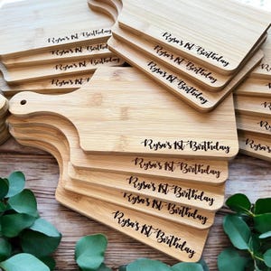 Single Serve Personalized Mini Charcuterie Board for Birthday Party Wedding Corporate Event, Custom Engraved Bamboo Cutting Board & Handle