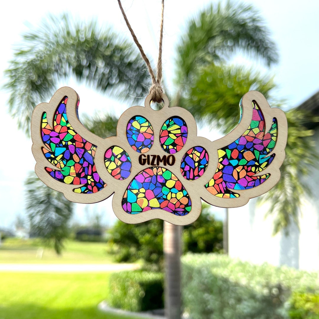 Personalized Pet Memorial Suncatcher: Rainbow Bridge Pet, Paw Print ...