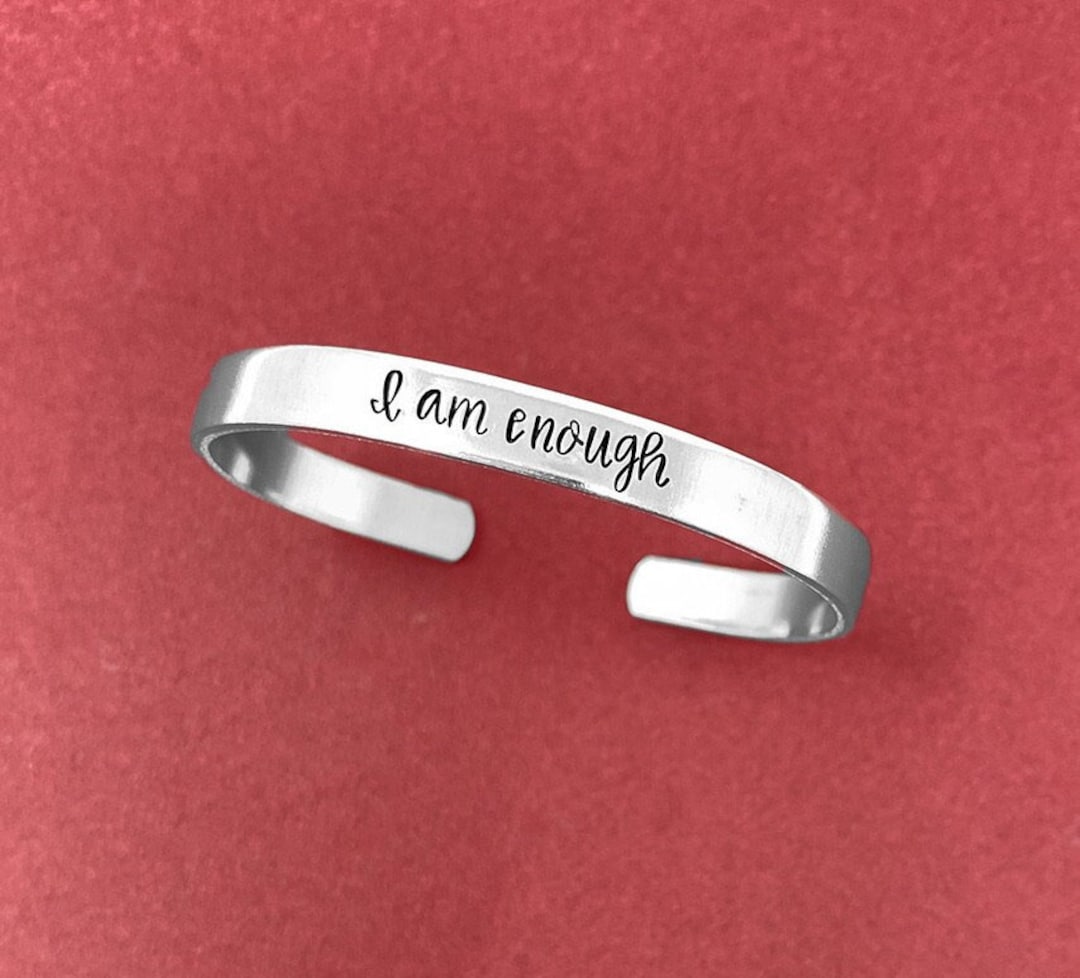 I Am Enough Bracelet, Inspirational Bracelet, Hand Stamped Jewelry, Cuff Bracelet, Friend Gift ...