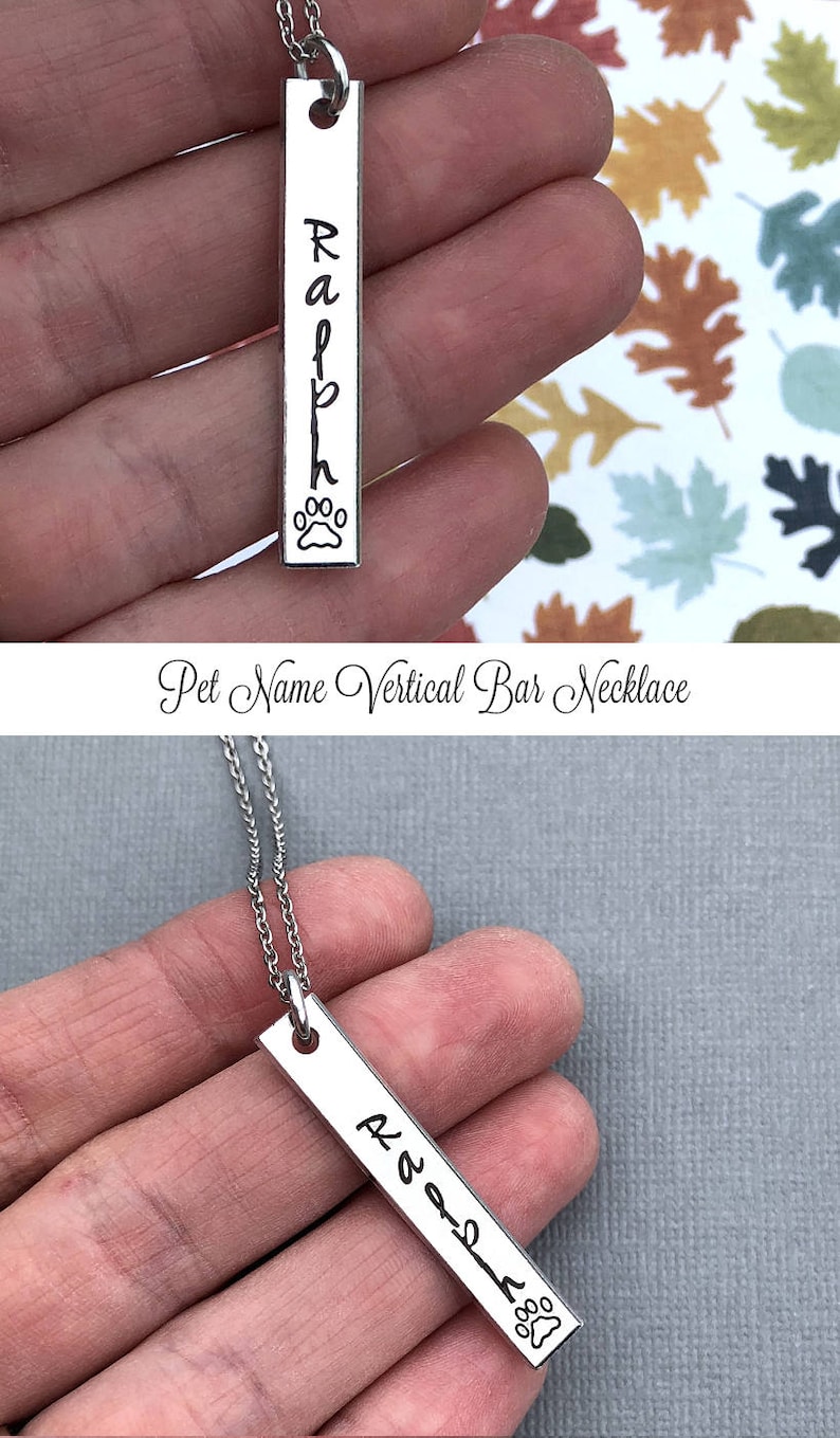 Dog Name Necklace Paw Print Necklace Personalized Necklace Etsy
