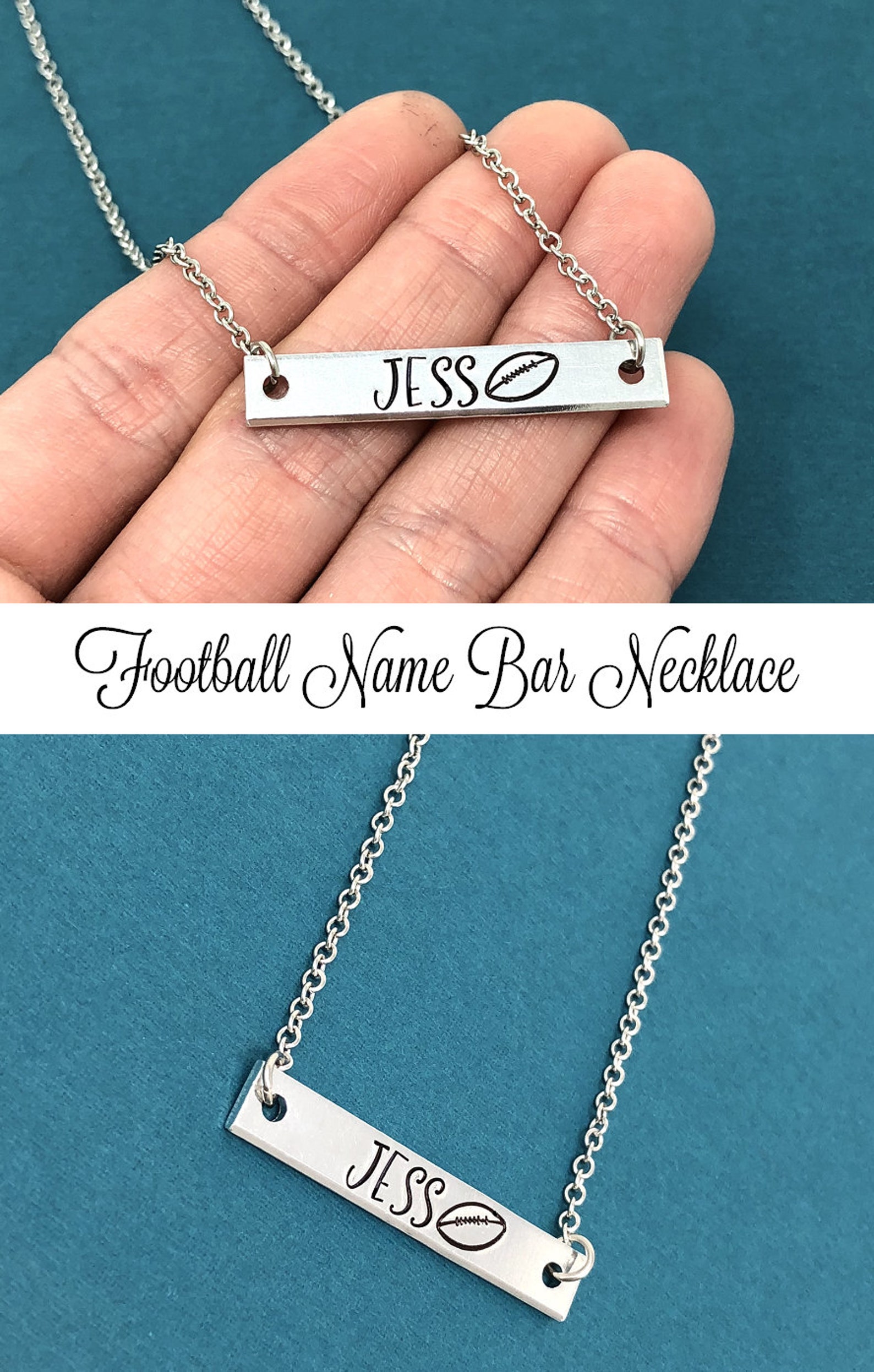 Sports Necklace Personalized Bar Necklace Stamped Necklace Etsy