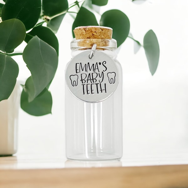 Baby Teeth Keepsake Personalized Tooth Fairy Jar, Glass With Cork For First Tooth Lost Tooth, Sentimental Gift For A Mom