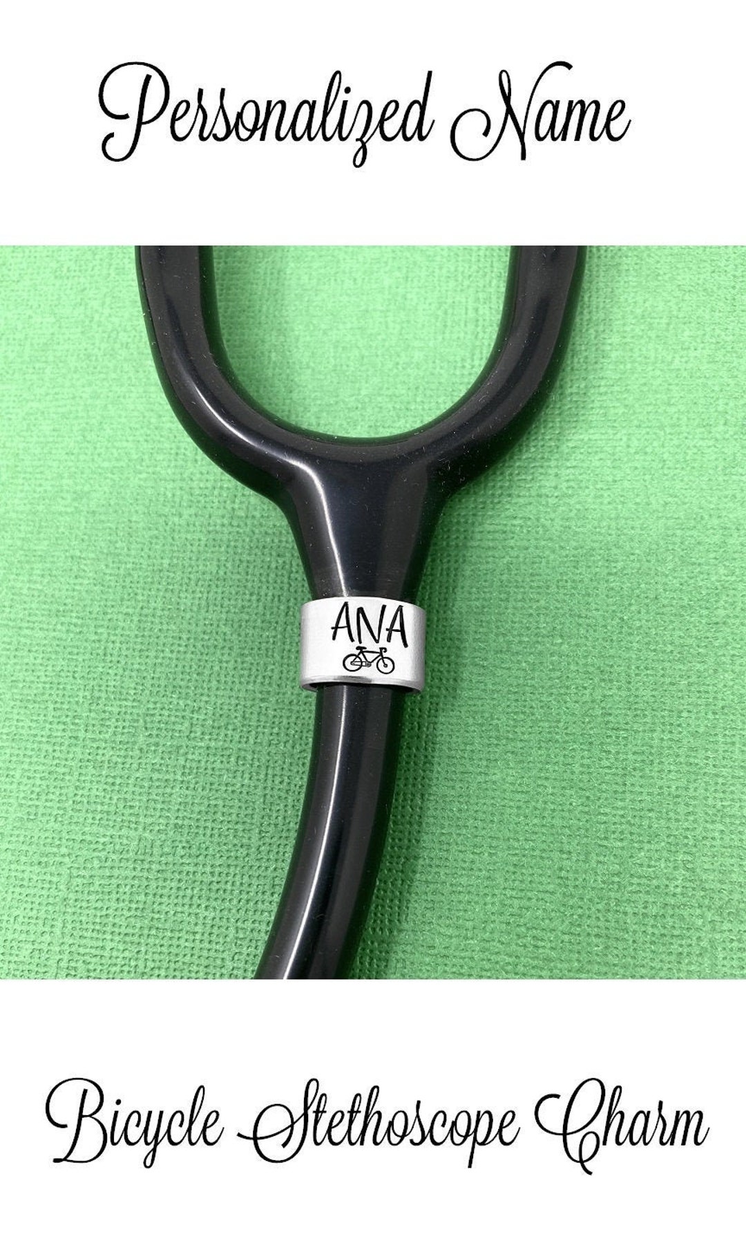 Stethoscope Name Tag, Custom Stethoscope Tag, Bicycle Stethoscope Charm