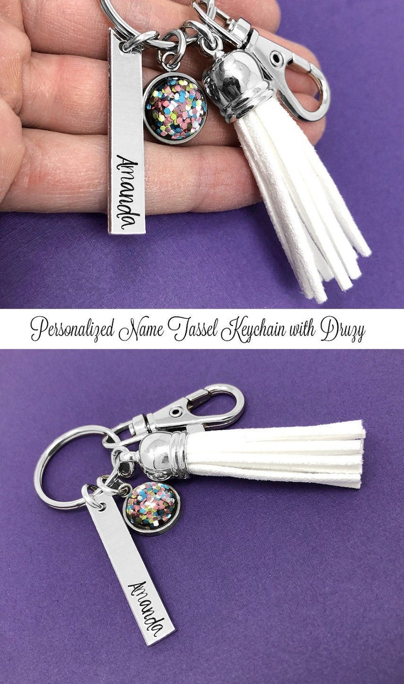 Tassel Keychain Bridesmaid Gifts Name Keychain Keychains Etsy