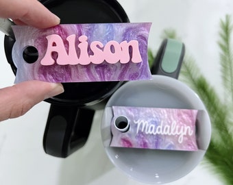 Personalized Tumbler Topper, Name Plate For 20oz 30oz 40oz Tumblers, Custom Name Cup Accessories, Bachelorette Favor, Pink Purple Blue White