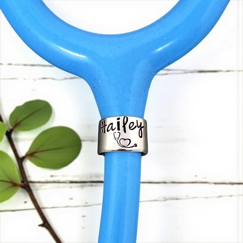 Stethoscope ID Tag, Custom Stethoscope Tag, Stethoscope Charm, White Coat Ceremony, Nurse Gift, Heart Doctor Gift, Med School Gift, Name Tag image 2