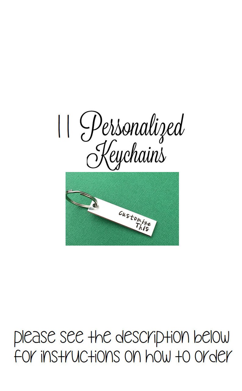 Corporate Gifts Set Of 11 Hand Stamped Keychains Group Gifts Bulk Order Discount Applied Wedding Gift Personalized Gift Party Favors