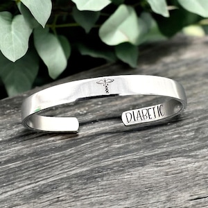 Medical Alert Hand Stamped Bracelet, Medical ID Bracelet, Diabetic Bracelet, Emergency Bracelet, Medical ID Bracelet, Medications Bracelet