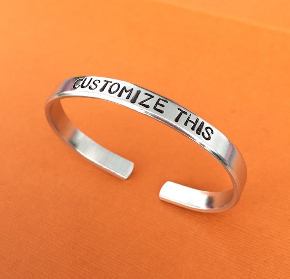 Hand Stamped Bracelet Customized Aluminum Skinny Cuff Bangle