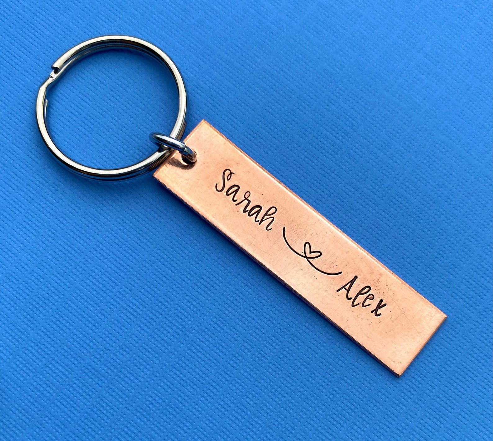 Name Keychain Wedding Gift Copper Keychain Personalized Etsy