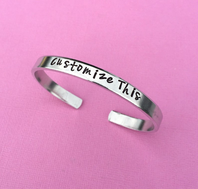 Personalized Bracelet Hand Stamped Jewelry, Bangle Cuff, Custom Gift For Her, Birthday, Christmas, Mother's Day Gift, Bulk Order Available image 3