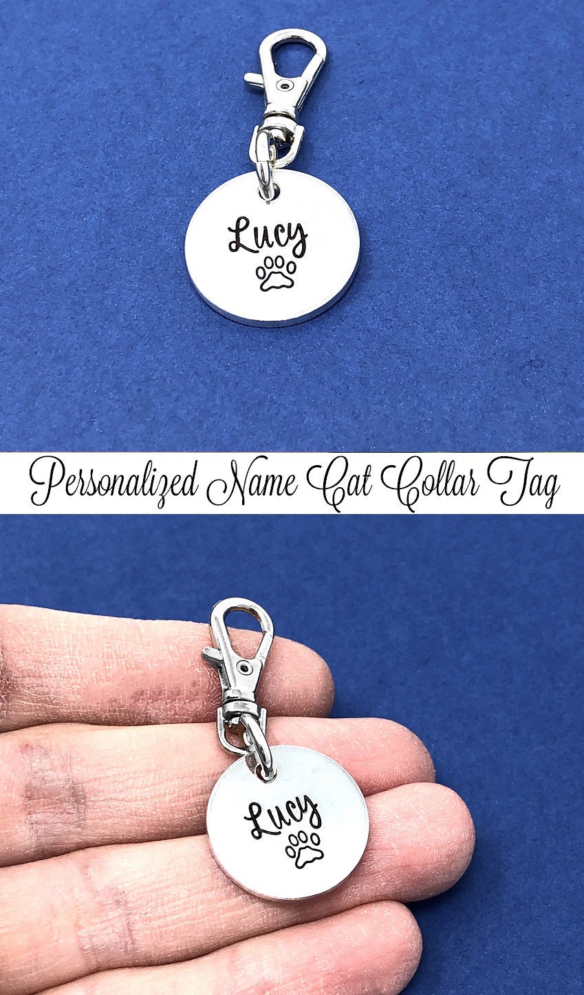 Personalized Cat Tag Pet Tag Cat Collar Tag Pet Name Tag Etsy