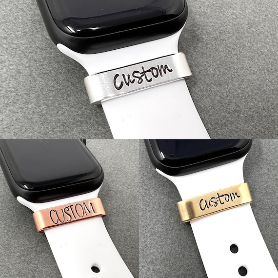 Personalized Watch Band Charm, Smart Watch Charm, Hand Stamped Personalized Gift, Nurse Week Graduation Gift Name Tag Rose Gold Gold Silver