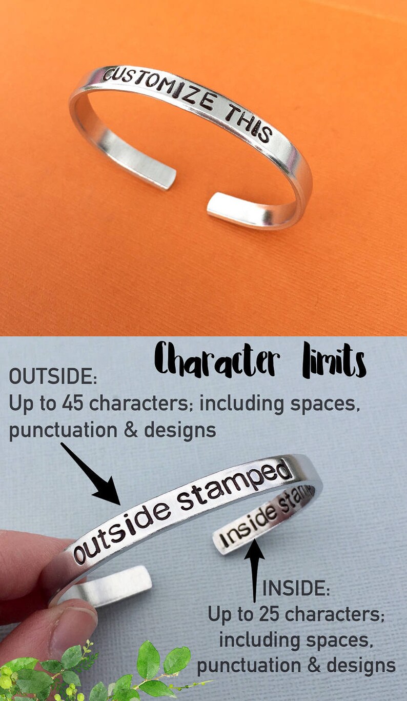 Hand Stamped Bracelet, Customized Aluminum Skinny Cuff, Bangle Bracelet, Personalized Gift, Graduation Gift, Birthday, Mothers Day Gift 