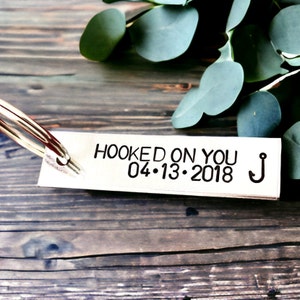 Hooked On You Keychain, Husband Gift, Mens Gift, Fishing Gift For Men, Boyfriend Gift, Anniversary Gift, Valentines Day Gift, Fishing Hook