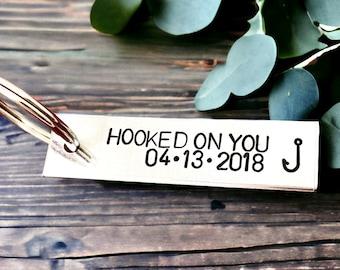Hooked On You Keychain, Husband Gift, Mens Gift, Fishing Gift For Men, Boyfriend Gift, Anniversary Gift, Valentines Day Gift, Fishing Hook