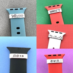Personalized Watch Band Charm, Smart Watch Charm, Personalized Gift, Nurse Week, Graduation Gift, Name Tag, Watch Tag Bar, Watch Accessories