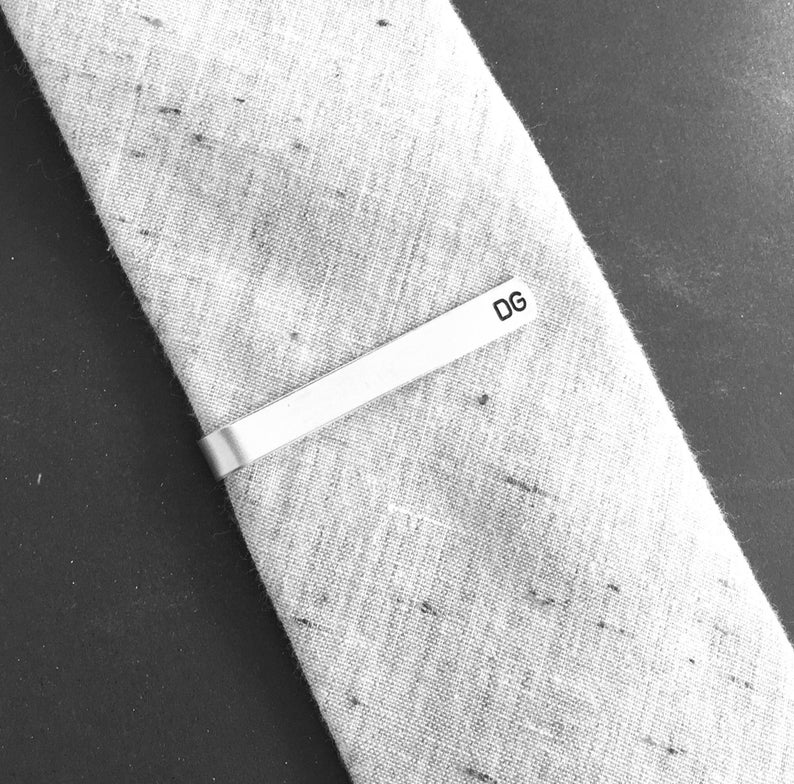 Personalized Hand Stamped Tie Clip, Custom Tie Bar, Boyfriend Gift, Father's Day Gift, Birthday Gift, Wedding Gift, Christmas Gift For Him image 1