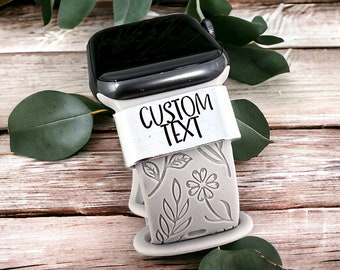 Custom smart watch charm, your choice of text and design images, personalized watch name tag, best friend gift, hand stamped aluminum slide