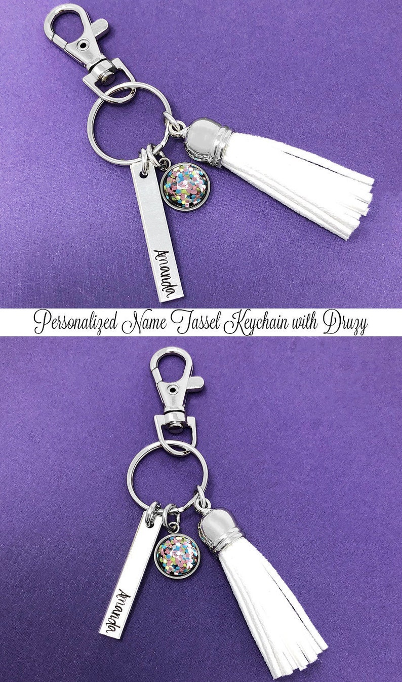 Tassel Keychain Bridesmaid Gifts Name Keychain Keychains Etsy