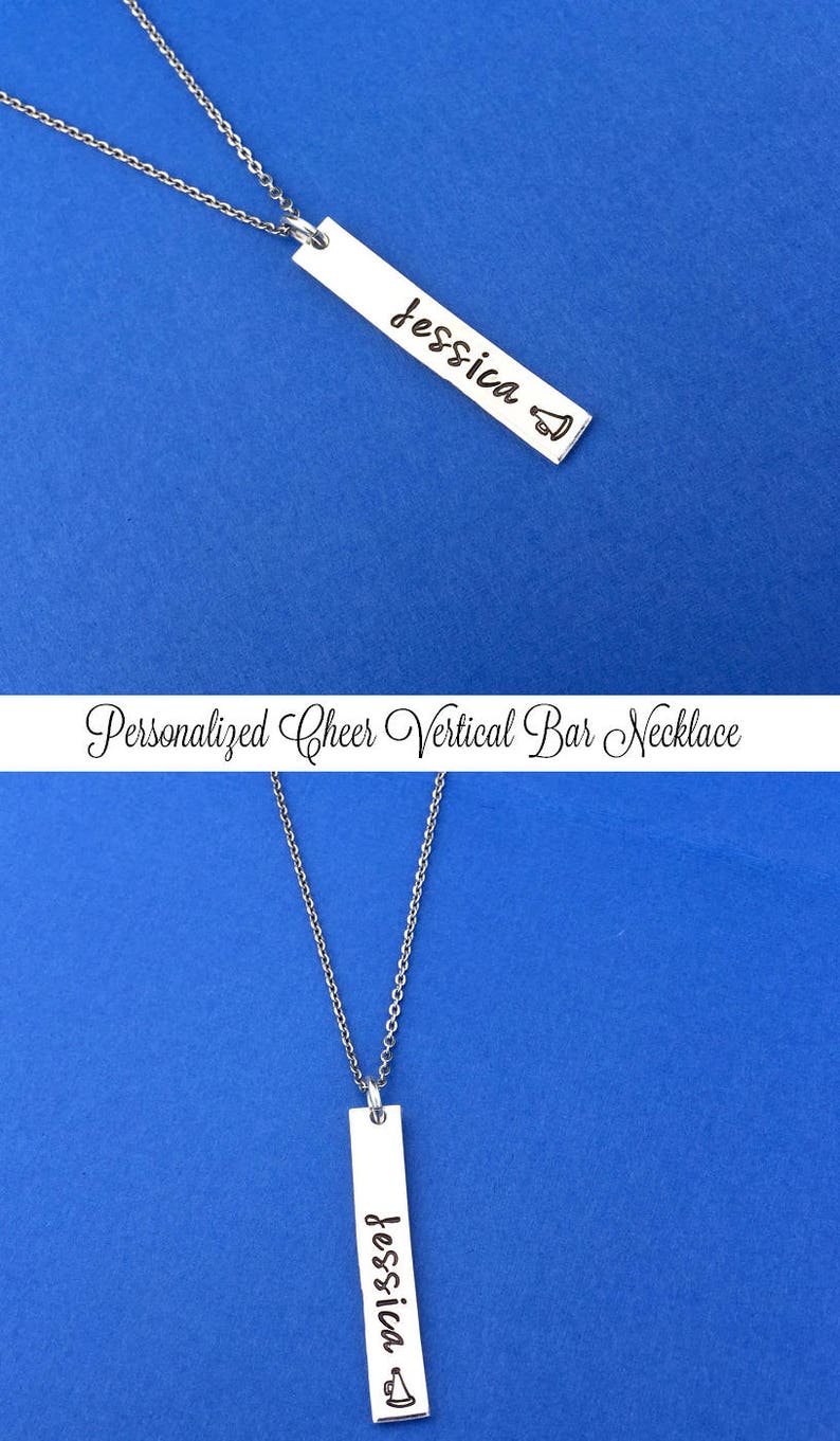 Hand Stamped Necklace Name Necklace Cheerleading Gift Etsy
