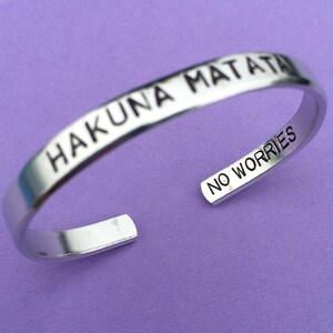 Hakuna Matata No Worries Hand Stamped Bracelet Inspirational Gift Mothers Day Gift Friend Gift Hakuna Matata Bracelet Hakuna Matata Gifts image 2