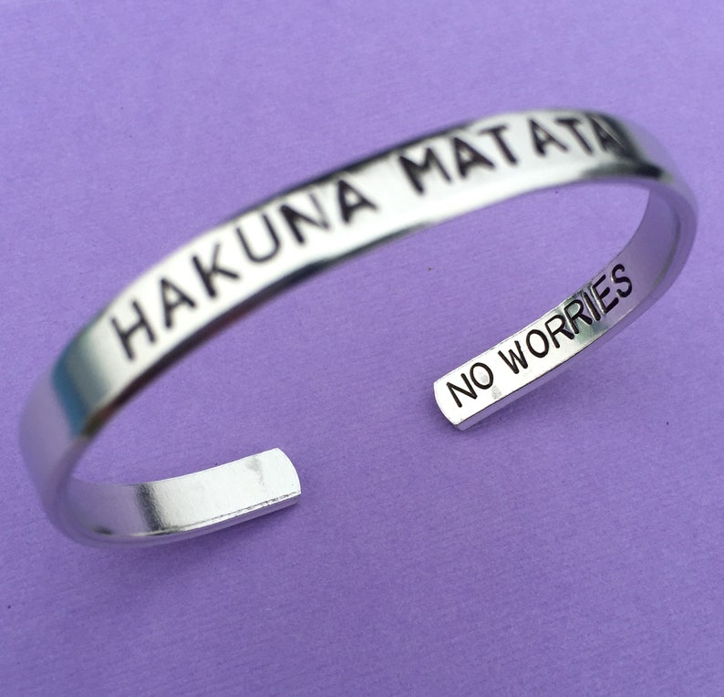 Hakuna Matata No Worries Hand Stamped Bracelet Inspirational Gift Mothers Day Gift Friend Gift Hakuna Matata Bracelet Hakuna Matata Gifts image 2