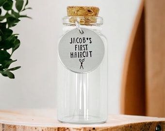 First Haircut Keepsake Personalized Jar, Glass With Cork For First Lock Of Hair Cut, Sentimental Gift For A Mom