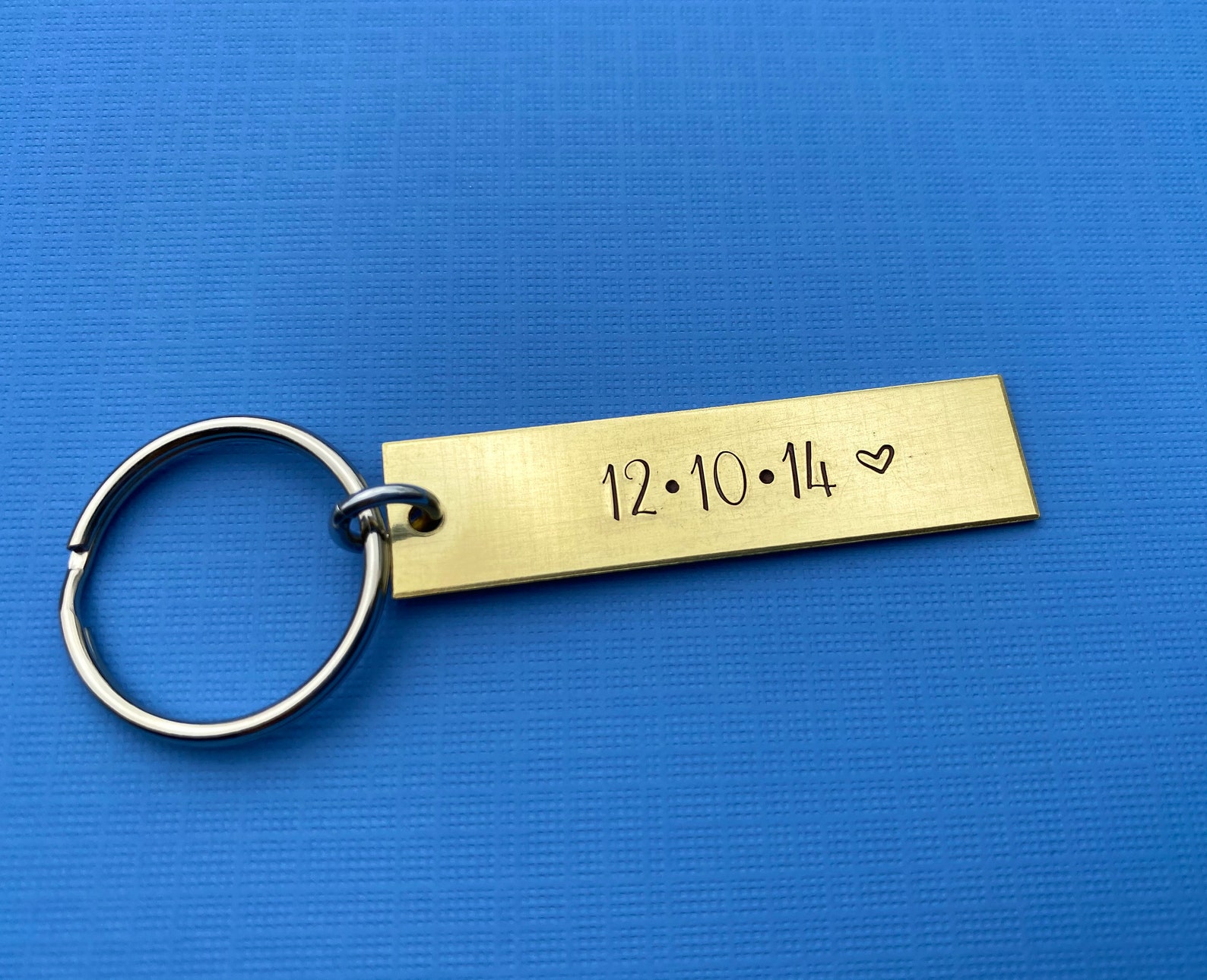 Date Keychain Anniversary Keychain Brass Keychain Etsy