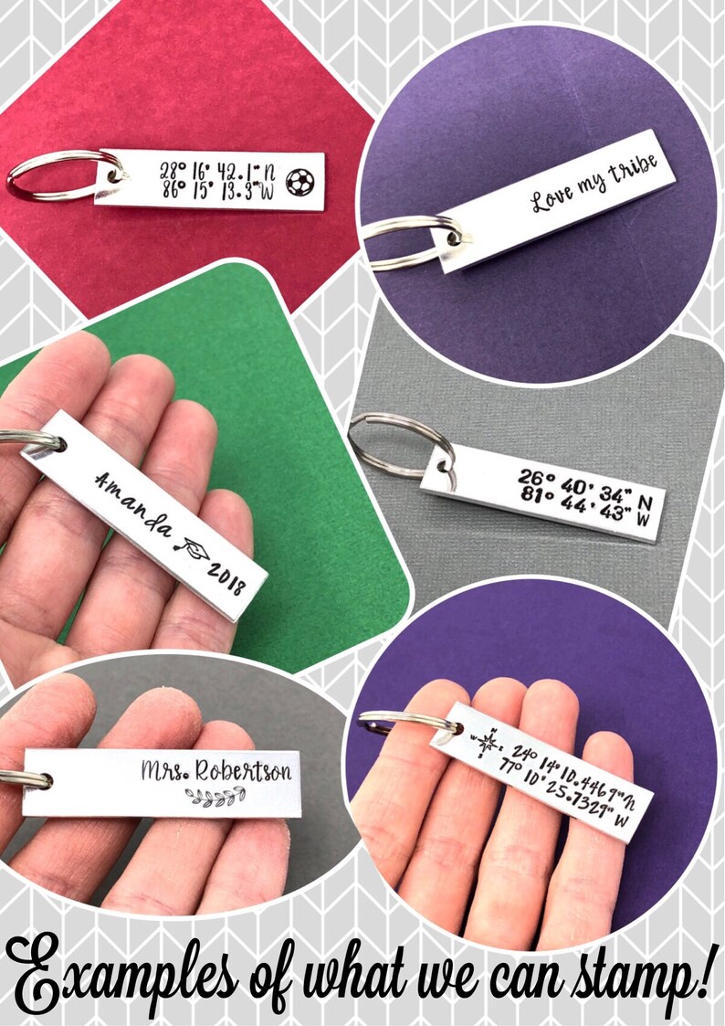 Corporate Gifts Set Of 11 Hand Stamped Keychains Group Gifts Bulk Order Discount Applied Wedding Gift Personalized Gift Party Favors