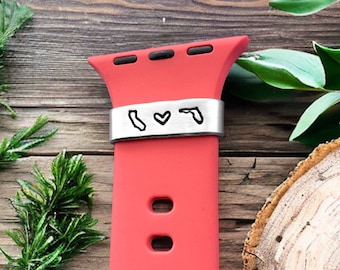 Personalized States Watch Band Charm, States Smart Watch Charm, Watch Band Cuff, Long Distance Relationship Gift, Watch Bar, Moving Gift LDR