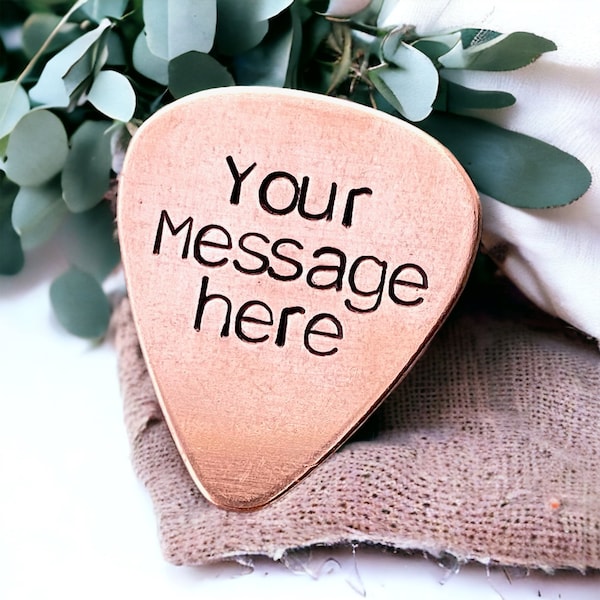 Custom Pick, Copper Guitar Pick For Him, Anniversary Gift For Husband, LDR Gift, Custom Hand Stamped Pick, Unique Man Gift, You Personalize