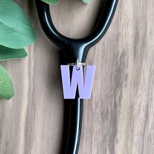 Stethoscope ID tag made of acrylic, personalized initial stethoscope charm, multiple color options name tag, nurses week appreciation gift