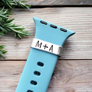 Hand Stamped Initial Watch Band Charm: Aluminum Smart Watch Accessory