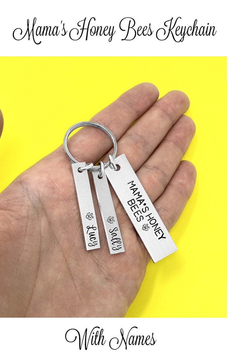 Mamas Honey Bees Mom Keychain Bee Keychain Mothers Day Etsy