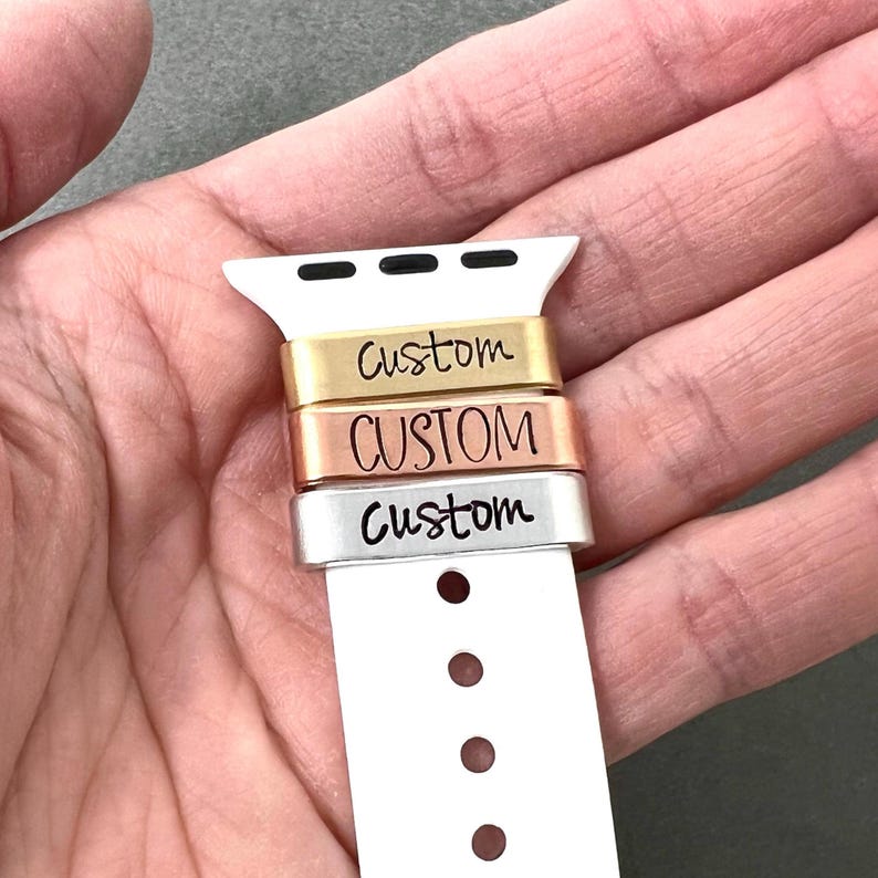 Personalized Watch Band Charm, Hand Stamped Aluminum, Brass, Copper image 7