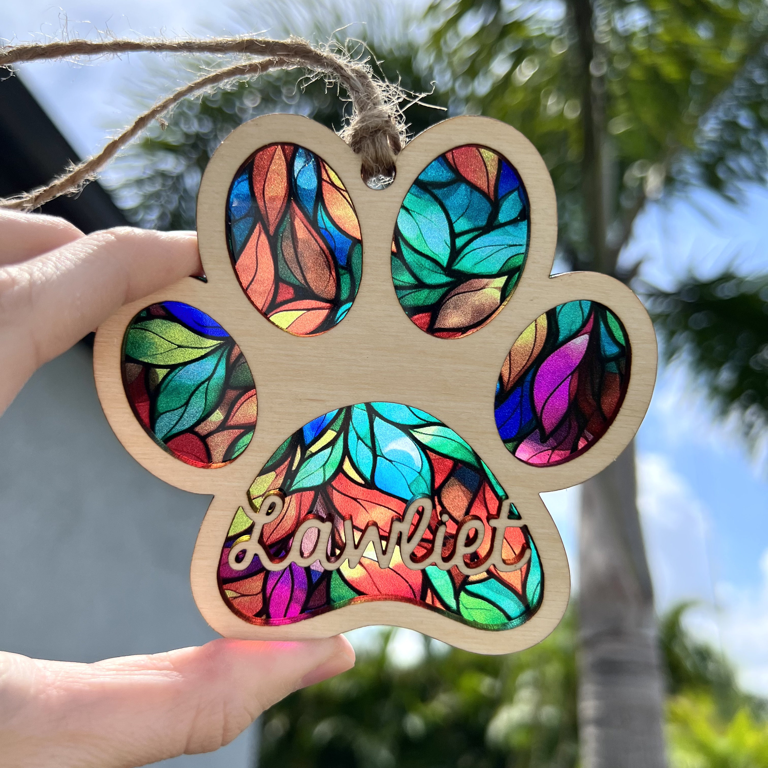 Personalized Pet Memorial Suncatcher: Rainbow Bridge Paw Print Gift - Etsy