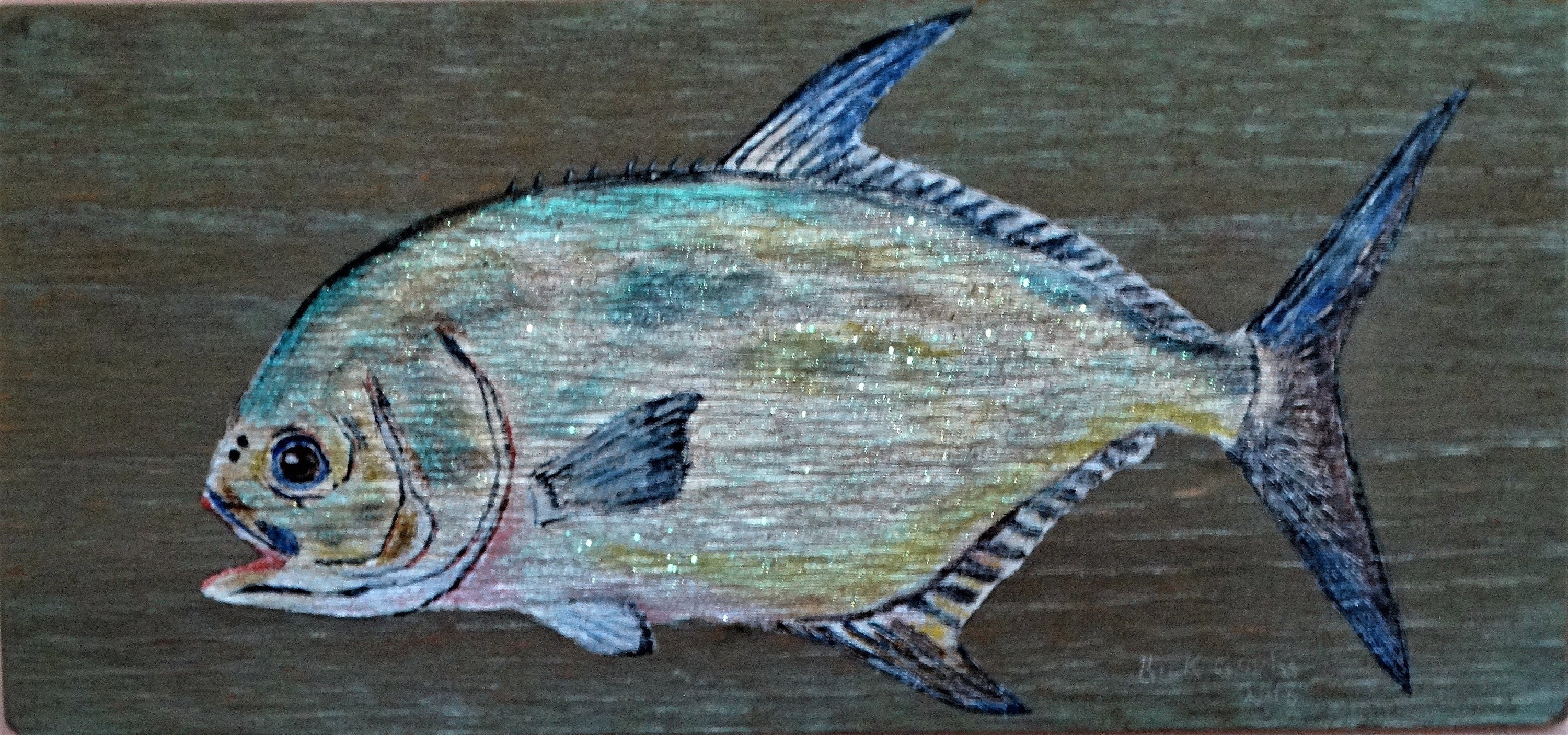 Permit Fish on Cedar Plank original acrylic painting Fish on Etsy